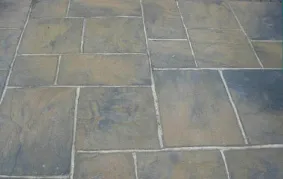 patio blocks in grey and blue